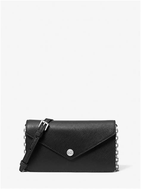 Small Saffiano Leather Envelope Crossbody Bag 